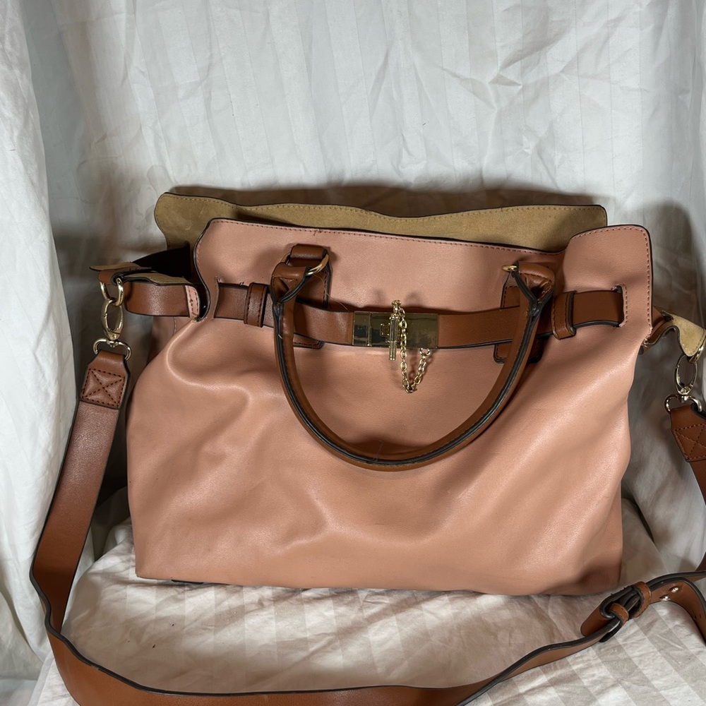 JustFab‎ Pink and Brown Tote Bag